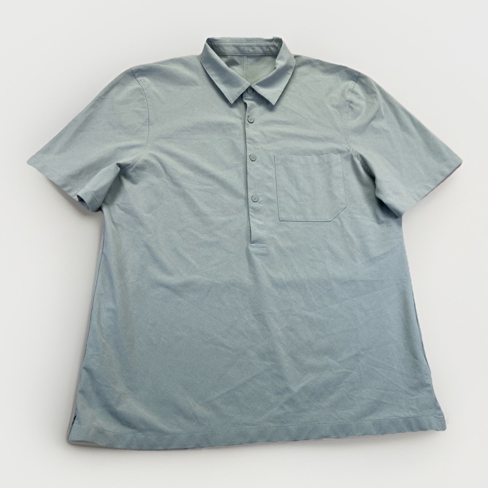 Lululemon WovenAir Popover Shirt Mens L Silver‎ Blue M3DHZS Stretch Preppy
